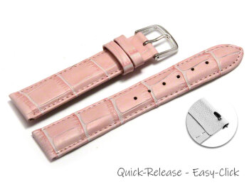 Quick release Watch Strap Pink Coloured Croc Grained Genuine Leather 12mm 14mm 16mm 18mm 20mm 22mm