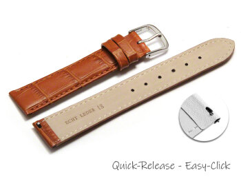 Quick release Watch Strap Light Brown Coloured Croc Grained Genuine Leather 12mm 14mm 16mm 18mm 20mm 22mm