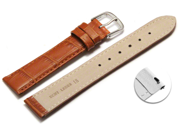 Quick release Watch Strap Light Brown Coloured Croc Grained Genuine Leather 12mm 14mm 16mm 18mm 20mm 22mm