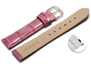 Quick release Watch Strap Shiny Berry Coloured Croc Grained Leather 12mm 14mm 16mm 18mm 20mm 22mm