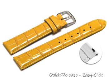 Quick release Watch Strap Shiny Yellow Coloured Croc Grained Leather 12mm 14mm 16mm 18mm 20mm 22mm