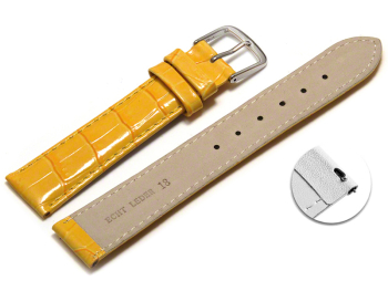 Quick release Watch Strap Shiny Yellow Coloured Croc Grained Leather 12mm 14mm 16mm 18mm 20mm 22mm