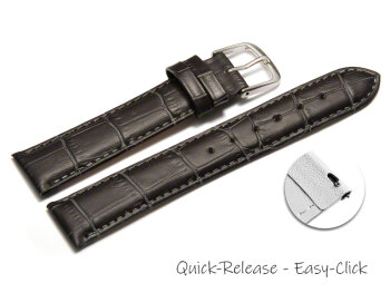 Quick release Watch Strap Dark Grey Coloured Croc Grained Leather 12mm 14mm 16mm 18mm 20mm 22mm