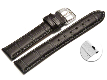 Quick release Watch Strap Dark Grey Coloured Croc Grained...