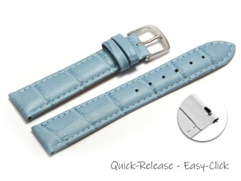 Quick release Watch Strap Light Blue Coloured Croc Grained Leather 12mm 14mm 16mm 18mm 20mm 22mm