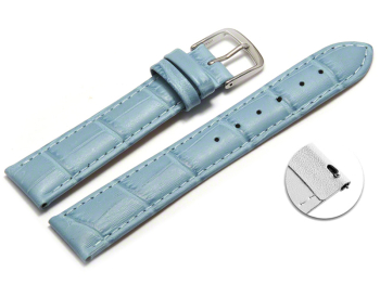 Quick release Watch Strap Light Blue Coloured Croc Grained Leather 12mm 14mm 16mm 18mm 20mm 22mm