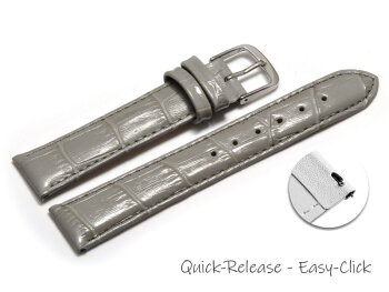 Quick release Watch Strap Light Grey Coloured Croc Grained Leather 12mm 14mm 16mm 18mm 20mm 22mm