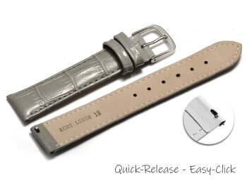 Quick release Watch Strap Light Grey Coloured Croc Grained Leather 12mm 14mm 16mm 18mm 20mm 22mm