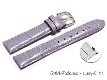 Quick release Watch Strap Lilac Coloured Croc Grained Leather 12mm 14mm 16mm 18mm 20mm 22mm