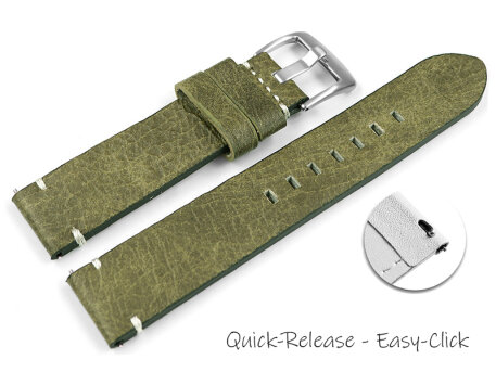 Green Brown Leather Quick release Watch Strap without...