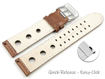 Quick release Watch Strap Genuine leather perforated Vegetable tanned light brown Model BIO 20mm