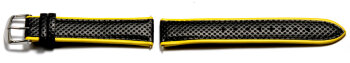 Watch strap Casio for Casio WVQ-550LE,Leather,black w. yellow border