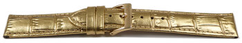 Watch strap - genuine leather - croco print - gold