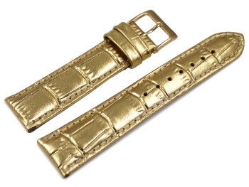 Watch strap - genuine leather - croco print - gold