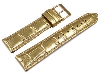 Watch strap - genuine leather - croco print - gold