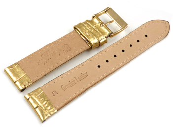 Watch strap - genuine leather - croco print - gold