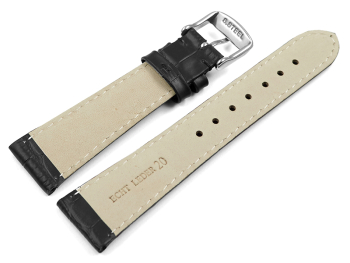 Watch strap - Genuine leather - Croco print - black - 17,19,20,21,22,23mm