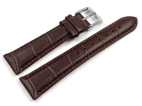 Watch strap - Genuine leather - Croco print - brown -...