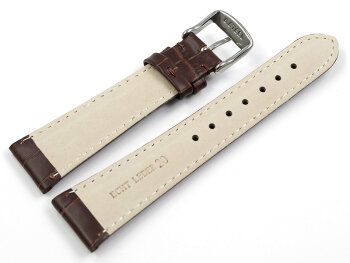 Watch strap - Genuine leather - Croco print - brown - 17,19,20,21,22,23mm
