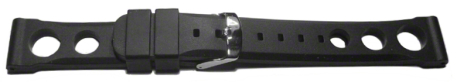 Watch strap - extra strong - Silicone - three holes - black