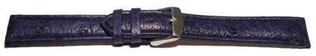 Watch strap - genuine ostrich leather - dark blue