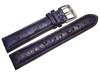 Watch strap - genuine ostrich leather - dark blue
