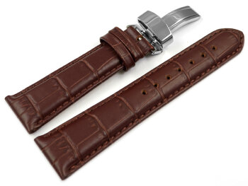 Deployment Clasp II - Genuine leather - brown - 17,19,20,21,22,23 mm