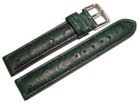 Watch strap - genuine ostrich leather - dark green