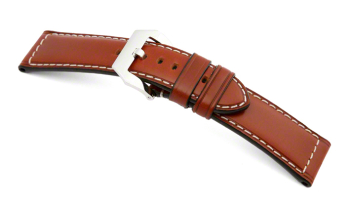 Strong buckle watch strap - Oiled Russian leather - light brown