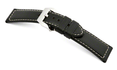 Strong buckle watch strap - Oiled Russian leather - black
