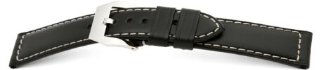 Strong buckle watch strap - Oiled Russian leather - black