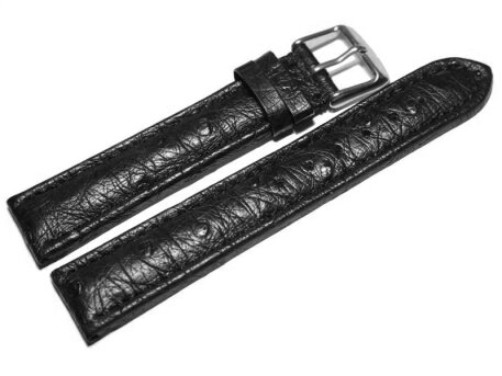 Watch strap - genuine ostrich leather - black