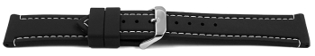 Black Silicone Watch Strap with White Stitching 18mm 20mm...