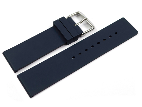 Watch strap Silicone smooth dark blue 18mm 20mm 22mm