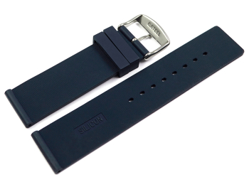 Watch strap Silicone smooth dark blue 18mm 20mm 22mm