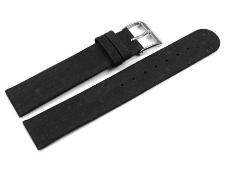 Vegan Cork Black Watch Strap 18mm Steel