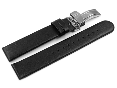 Vegan Apple Fibre Black Watch Strap Foldover Clasp 12mm...