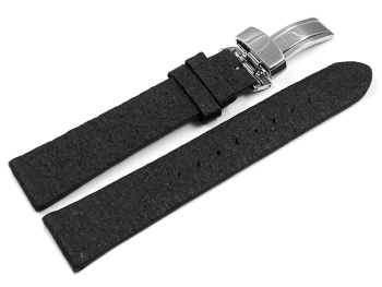 Black Vegan Pineapple Watch Strap Foldover Clasp 14mm...