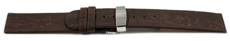 Vegan Cork Foldover Clasp Dark Brown Watch Strap 12mm 14mm 16mm 18mm 20mm 22mm