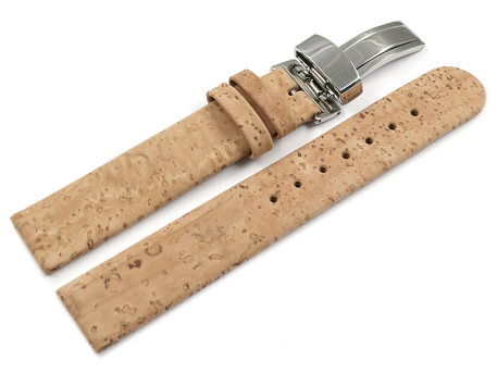 Vegan Cork Foldover Clasp Nature Watch Strap 12mm 14mm...