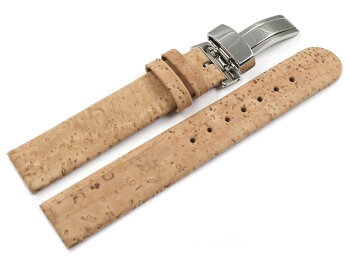 Vegan Cork Foldover Clasp Nature Watch Strap 12mm 14mm 16mm 18mm 20mm 22mm