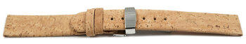 Vegan Cork Foldover Clasp Nature Watch Strap 20mm Steel