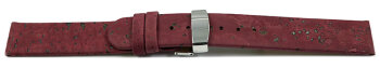 Vegan Cork Foldover Clasp Bordeaux Watch Strap 20mm Steel