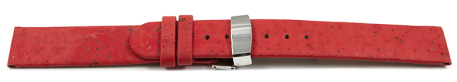 Vegan Cork Foldover Clasp Red Watch Strap 12mm 14mm 16mm 18mm 20mm 22mm