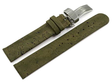 Vegan Cork Foldover Clasp Avocado Watch Strap 12mm 14mm...