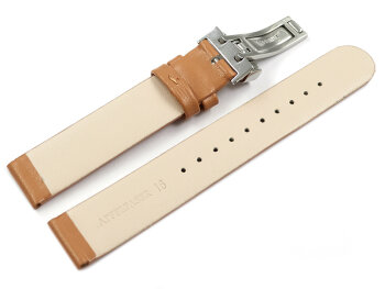Vegan Apple Fibre Light Brown Watch Strap Foldover Clasp 12mm 14mm 16mm 18mm 20mm 22mm