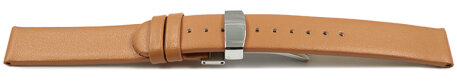 Vegan Apple Fibre Light Brown Watch Strap Foldover Clasp 18mm Steel