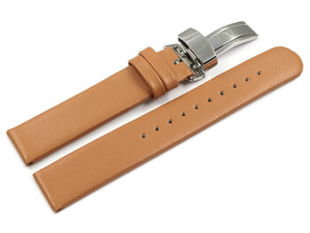 Vegan Apple Fibre Light Brown Watch Strap Foldover Clasp 18mm Steel