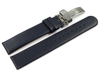 Vegan Apple Fibre Dark Blue Watch Strap Foldover Clasp 12mm 14mm 16mm 18mm 20mm 22mm