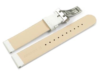 Vegan Apple Fibre White Watch Strap Foldover Clasp 20mm Steel